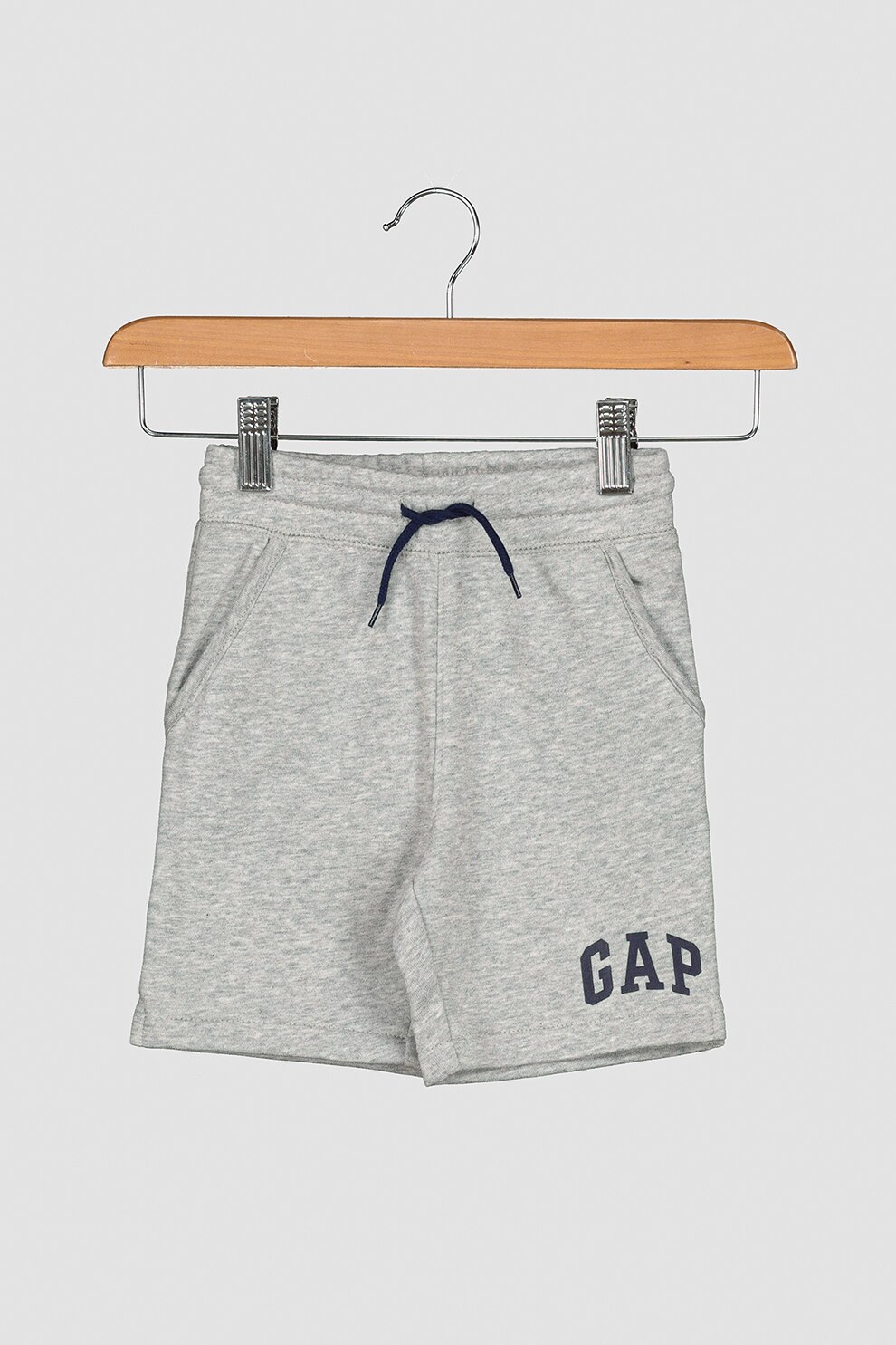 GAP, Pantaloni scurti cu imprimeu logo, Gri melange/Bleumarin