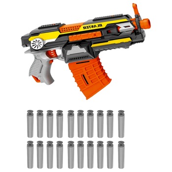 Pistol jucarie cu sunete si lumini, 20 gloante, multicolor Pistol jucarie cu sunete si lumini, 20 gloante, multicolor