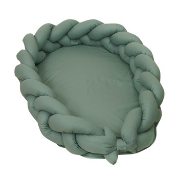 Baby Nest 2 in 1 cu Protectie impletita, detasabila, Bumbac Pure Salvia, 80 X 50 cm Baby Nest 2 in 1 cu Protectie impletita, detasabila, Bumbac Pure Salvia, 80 X 50 cm