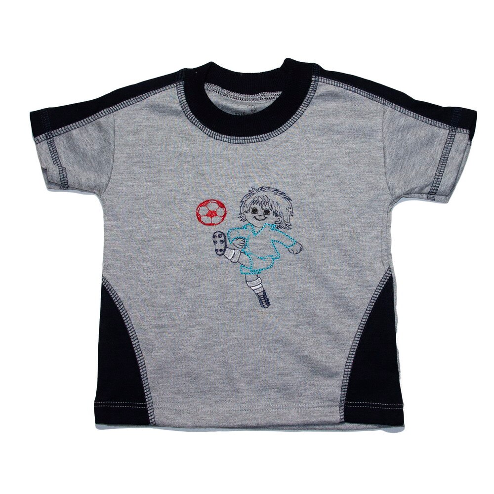 Tricou baieti Pifou, fotbalist, 1 an, gri