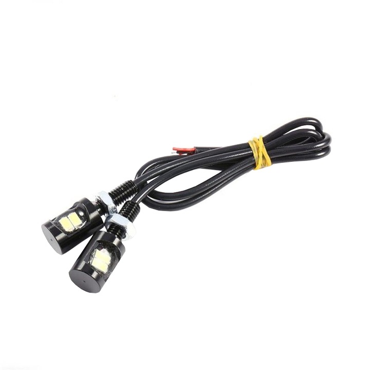 Set doua LED-uri auto SMD 5730 cu diametrul de 12 mm elSales ELS-LA12, alimentare 12V, alb