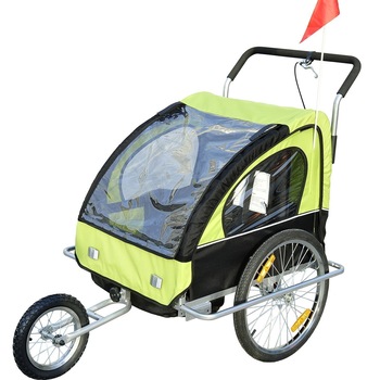 Remorca de bicicleta Homcom, verde cu negru, 5664-1099 Remorca de bicicleta Homcom, verde cu negru, 5664-1099