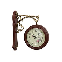 ceas gara double-face vintage decor flori fixare perete cadran rotativ 360 grade maro imagen 4_0_
0