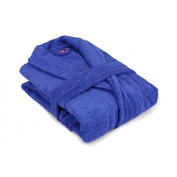 Halat de baie bumbac 100% ,Cotton Box, marime S/M, Perry - Albastru Halat de baie bumbac 100% ,Cotton Box, marime S/M, Perry - Albastru
