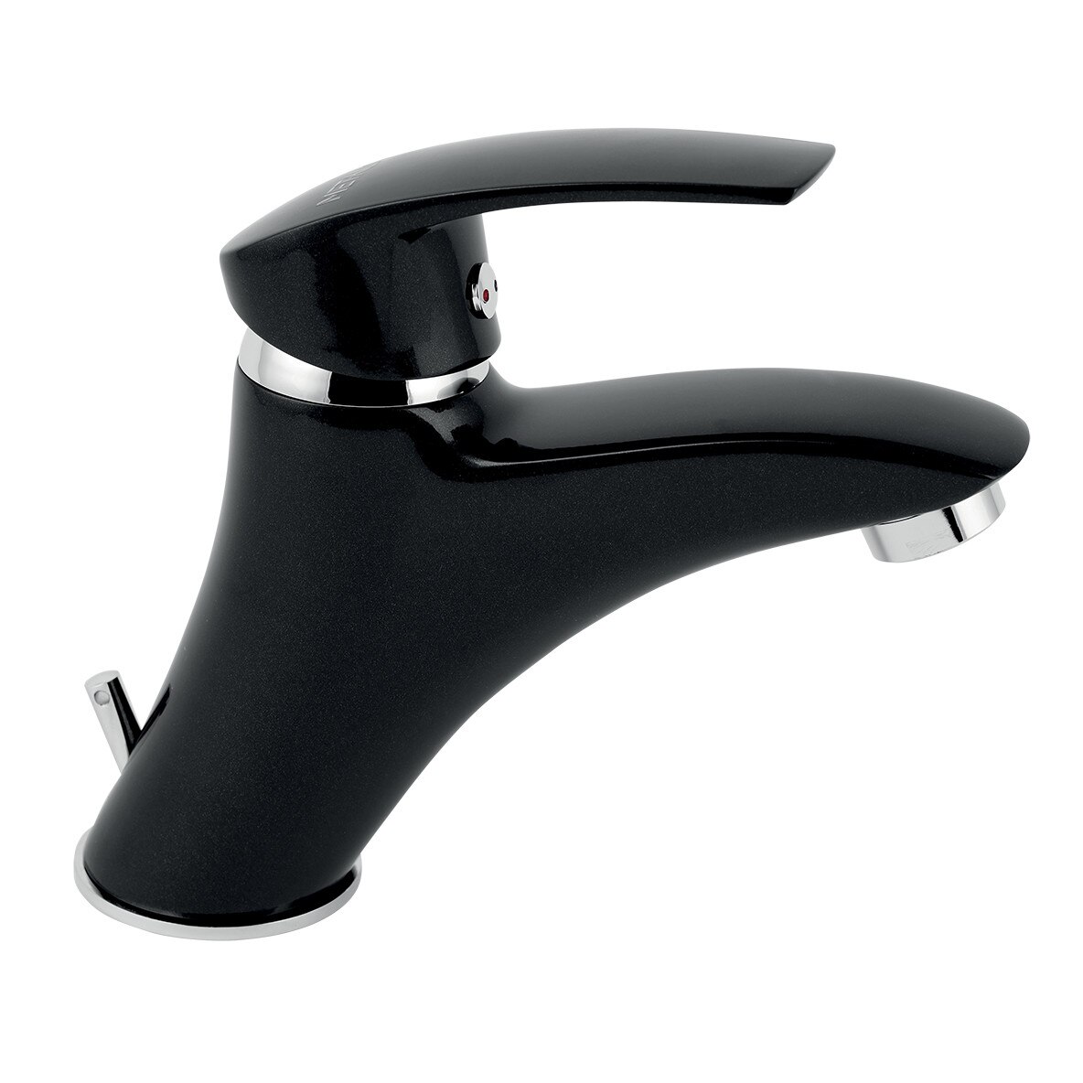 Baterie Stativa Lavoar Metalia 57, Negru/Crom cu ventil