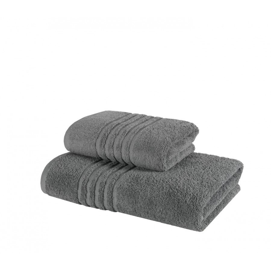 Set 2 prosoape bumbac 100% 50x90cm, 70x140cm, Gri inchis