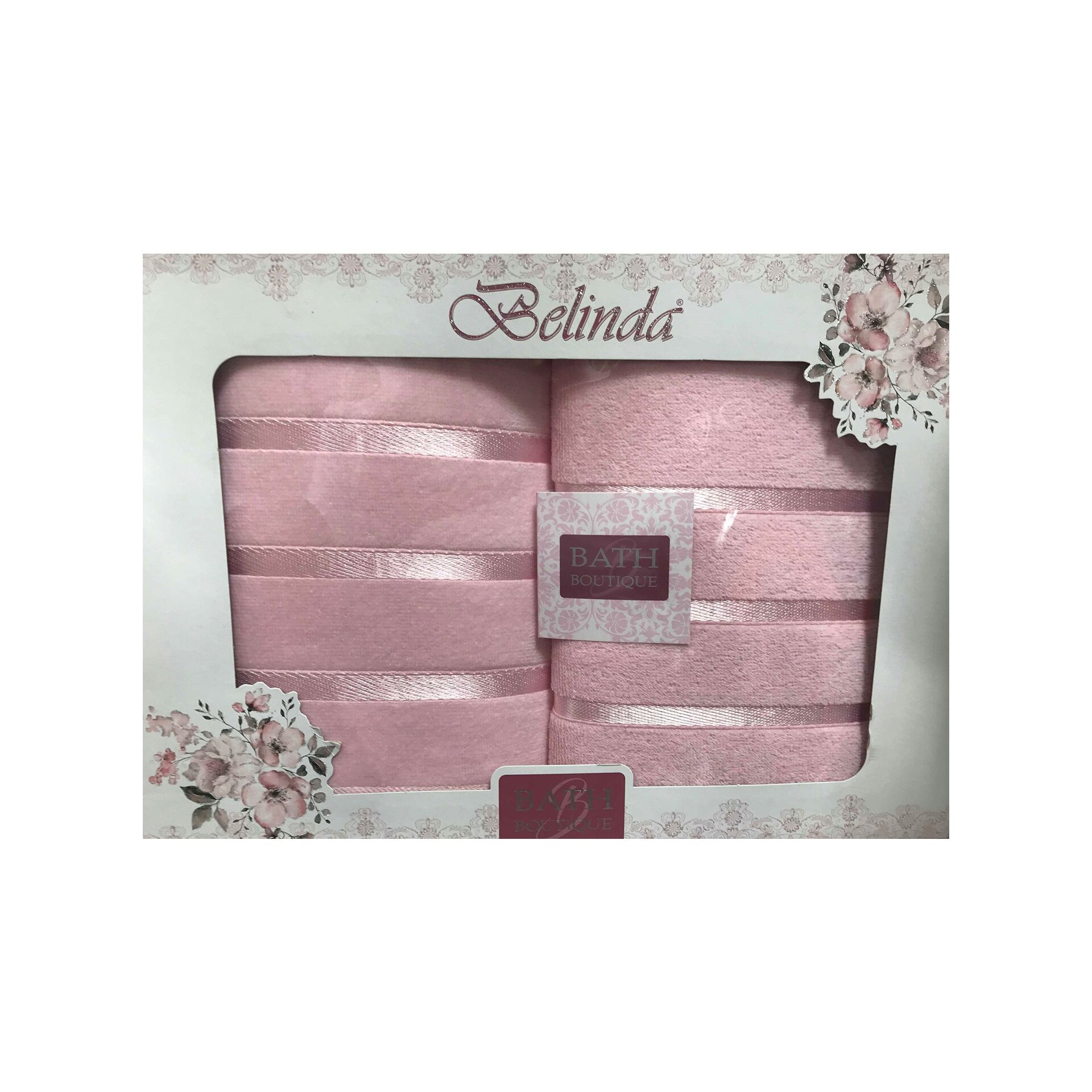 Set Belinda de 2 prosoape , cu doua fete , culoare roz pudra