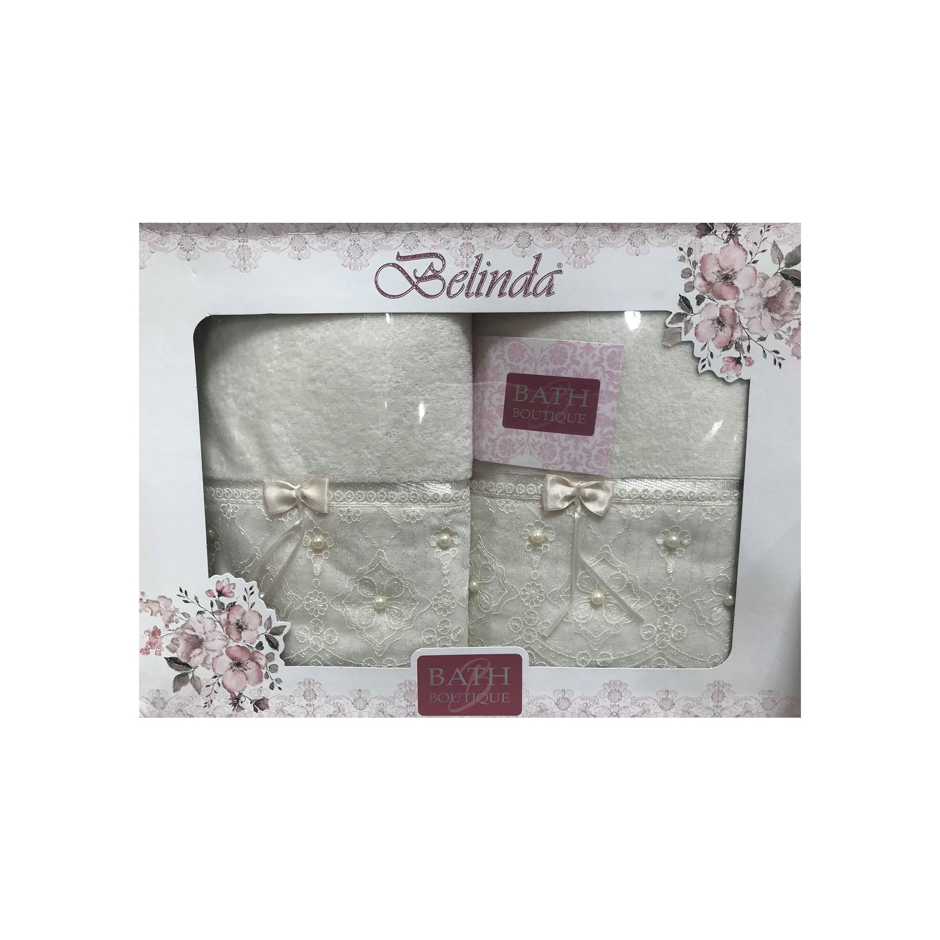 Set Belinda de 2 prosoape , cu doua fete , culoare crem