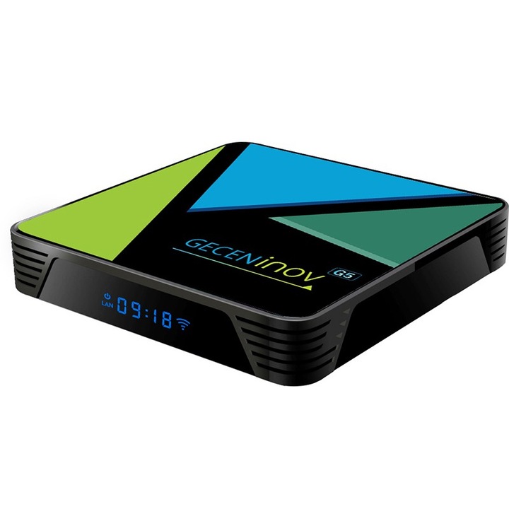 Geceninov Mini PC, négymagos 64 bites,4 GB RAM, 32 GB, 5G, USB, 4K TV doboz, Android 10, Bluetooth, HDMI