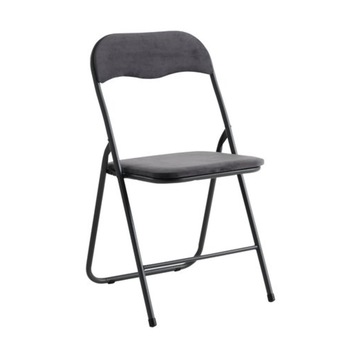 Scaun gri inchis, care se pliaza, spatarul si sezutul din catifea gri Scaun gri inchis, care se pliaza, spatarul si sezutul din catifea gri