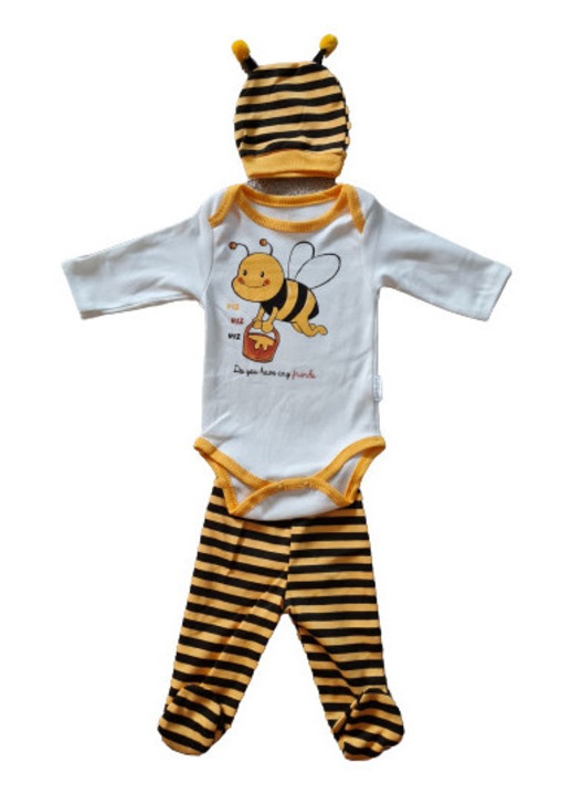 Set hainute body 3 piese pentru bebe, Albinuta 1.0