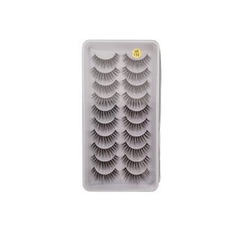 Set 10 perechi gene false 3D tip banda din par de nurca (cu adeziv inclus) #102 Set 10 perechi gene false 3D tip banda din par de nurca (cu adeziv inclus) #102
