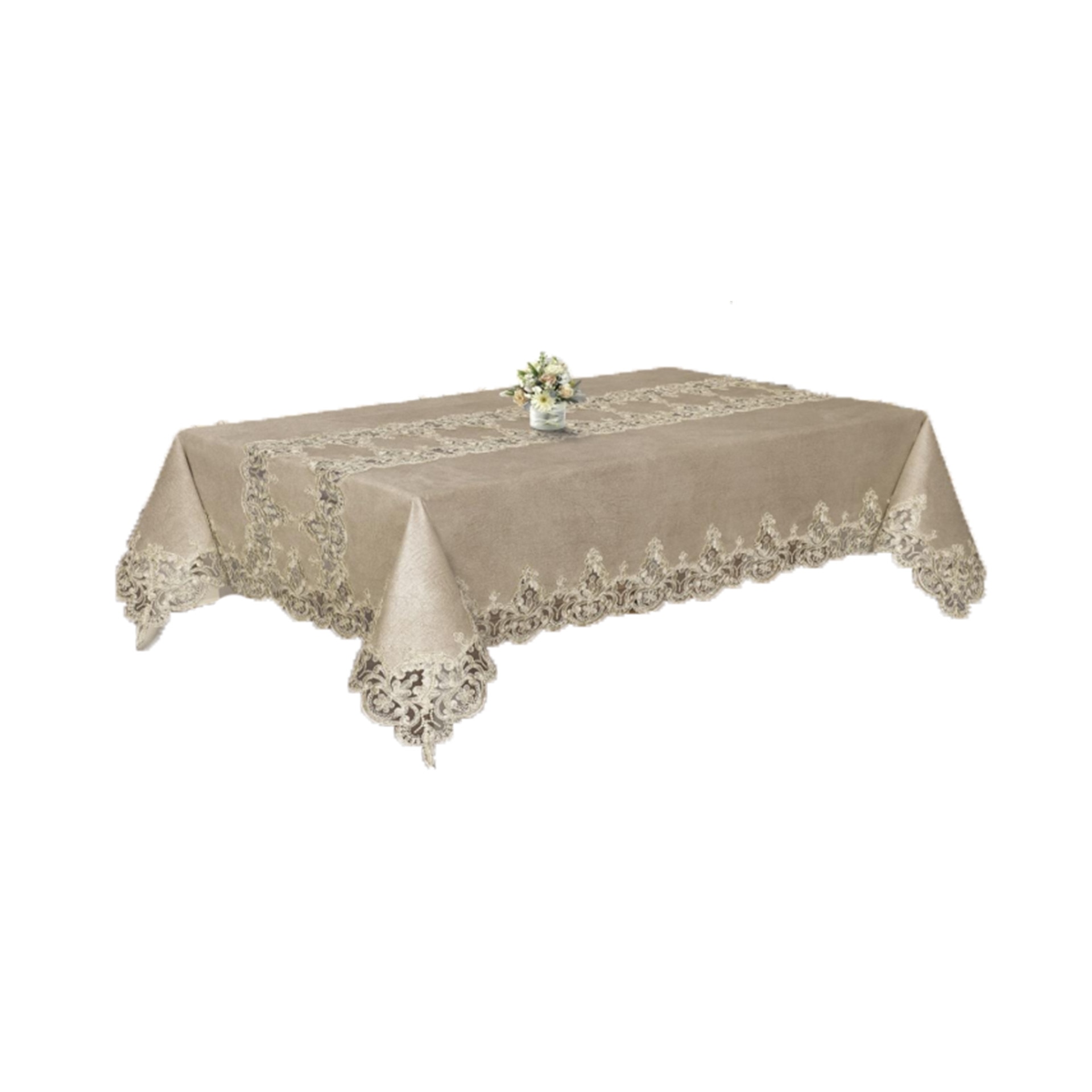 Fata de masa Bella , din catifea, 160 x 220 , culoare capucino