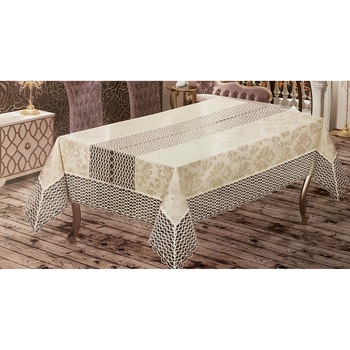 Fata de masa din catifea , model Nisan , 160 x 220 , crem Fata de masa din catifea , model Nisan , 160 x 220 , crem