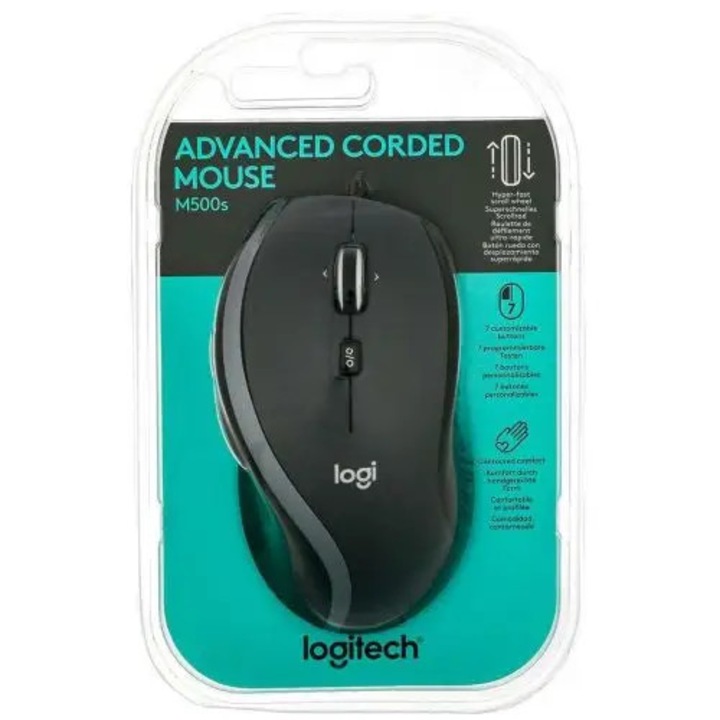 Mouse Logitech M500s, cu cablu, 4000 DPI, negru