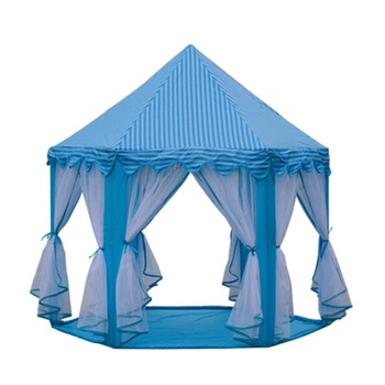 Cort Castel de joaca pentru copii, 135x135 cm, albastru, buz