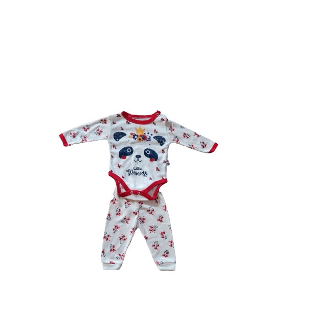 Set pijamale 4 piese, pentru bebe, diverse imprimeuri, 0-3 luni, bumbac