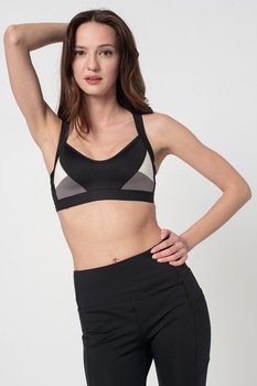 Puma, Bustiera cu suport maxim si decolteu in V, pentru fitness Density, Multicolora Puma, Bustiera cu suport maxim si decolteu in V, pentru fitness Density, Multicolora