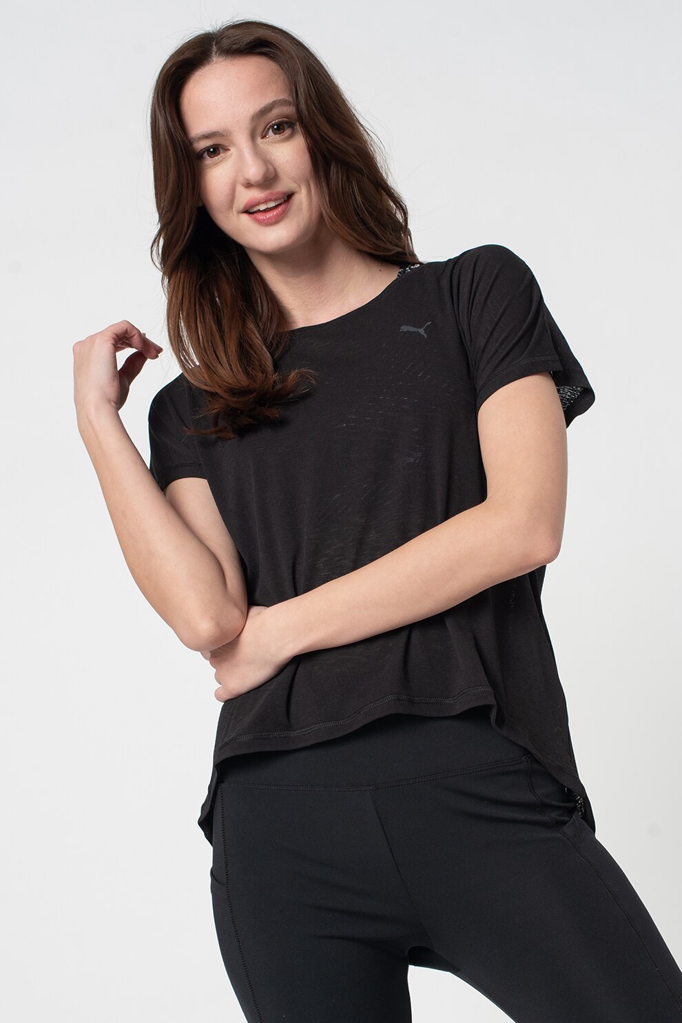 Puma, Tricou cu decolteu la baza gatului pentru fitness Bold, Negru