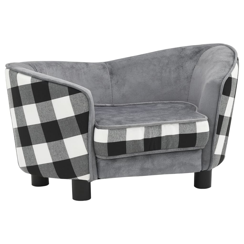 Canapea pentru caini din plus, vidaXL, Plus, 68 x 38 x 38 cm, Gri