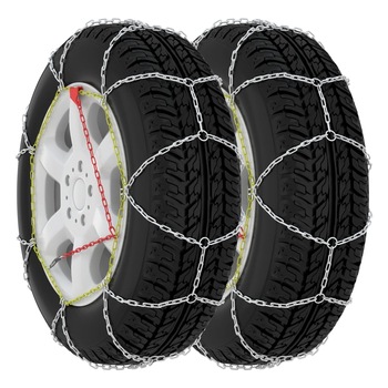 Set de 2 lanturi antiderapante pentru zapada de 9 mm, vidaXL, Otel, Model KN130, Argintiu Set de 2 lanturi antiderapante pentru zapada de 9 mm, vidaXL, Otel, Model KN130, Argintiu
