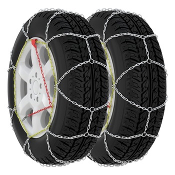 Set de 2 lanturi antiderapante pentru zapada de 9 mm, vidaXL, Otel, KN100, Argintiu Set de 2 lanturi antiderapante pentru zapada de 9 mm, vidaXL, Otel, KN100, Argintiu