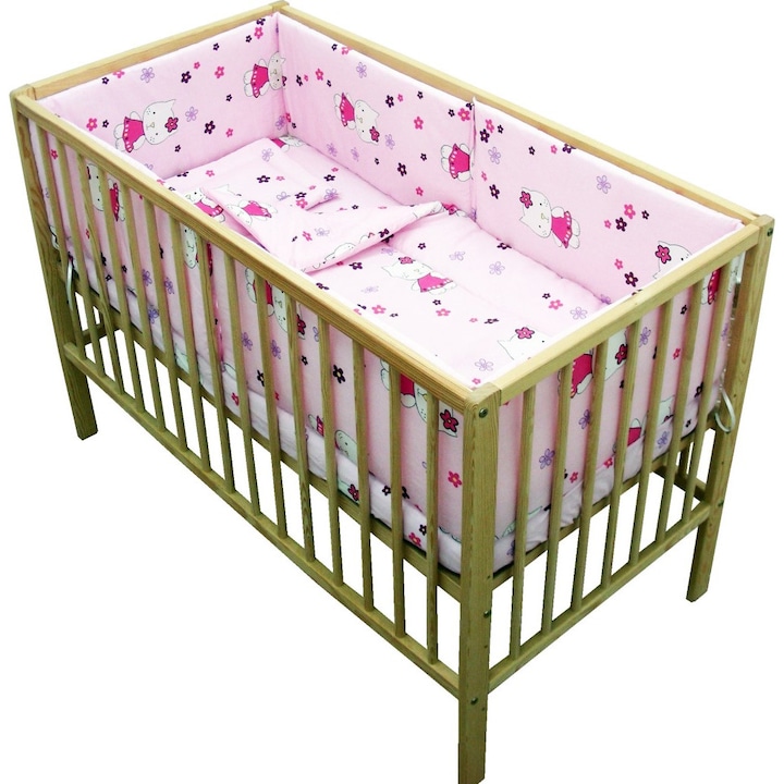 Baba ágynemű 5 darab Pink cica 140 x 70 cm