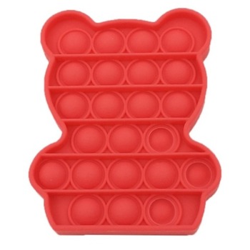 Jucarie antistres din silicon, Pop it now, forma Ursulet rosu, 13 cm, Urban Trends ® Jucarie antistres din silicon, Pop it now, forma Ursulet rosu, 13 cm, Urban Trends ®