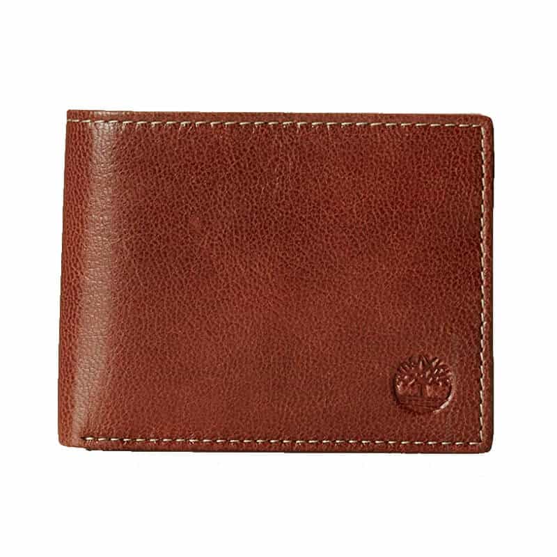 Portofel din piele pentru barbati Timberland Hunter Colorblocked Hudson Commuter, Maro