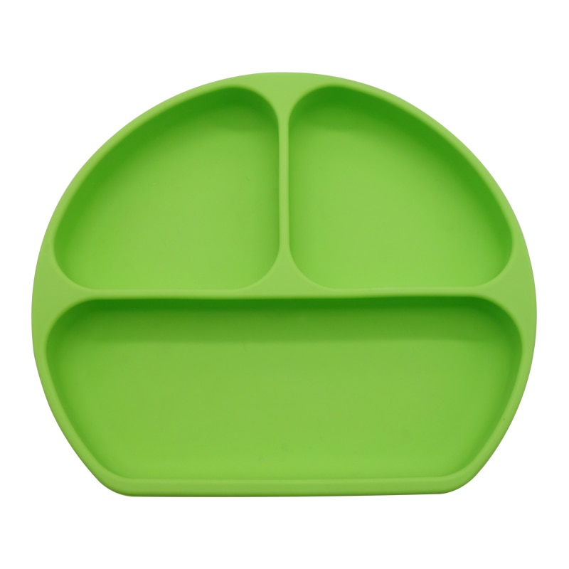 Farfurie silicon alimentar bebelusi, cu ventuza, compatibila cuptor, fara BPA. verde