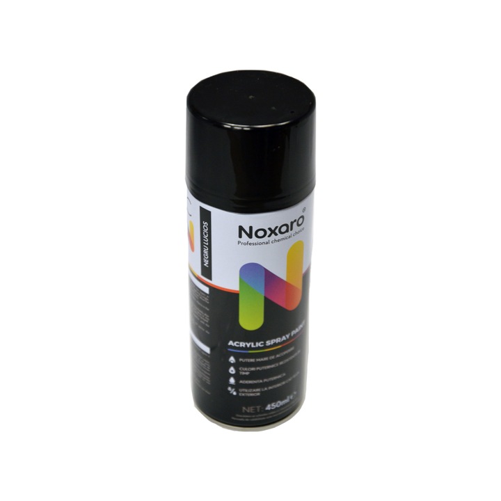 Vopsea spray profesionala Noxaro, 450 ml, negru lucios