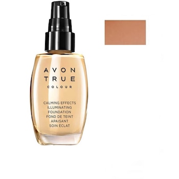 Fond de ten cu efect iluminator True Colour Calming Effects, Warmest Beige, Avon 30 ml Fond de ten cu efect iluminator True Colour Calming Effects, Warmest Beige, Avon 30 ml
