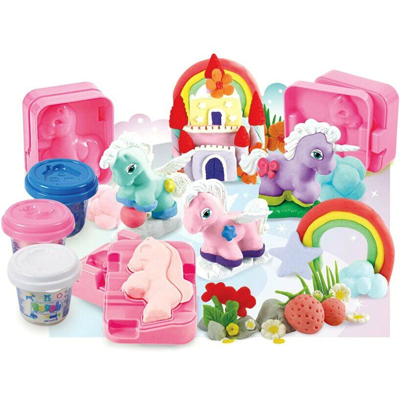 Set plastilina multicolora pentru a face modele cu ponei, pentru fetite, ATS + 3 ani