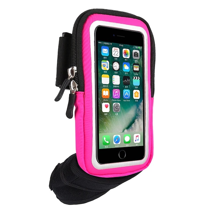 The Phone Closet Telefontok, futáshoz, csuklópántos, alkarhoz, univerzális kompatibilitás, maximum 6,9 hüvelykes kijelzővel rendelkező telefonokhoz, neon rózsaszín