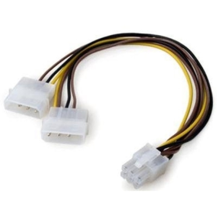 Tápkábel Digital One SP01286, Alaplaphoz, 6 tűs Molex 2 db-ig. ATX, kábeladapter, PSU VGA 2 x 4pin - 6pin