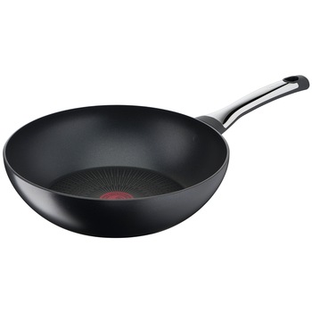 Tigaie wok Tefal Excellence, 28 cm, inductie, invelis antiaderent, indicator Thermo-Signal, negru