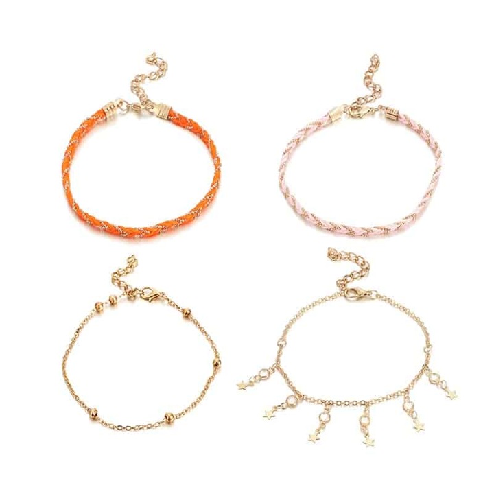 Set 4 bratari de picior, aurii, Kimm C1