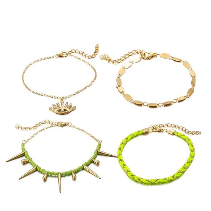 Set 4 bratari de picior, auriu cu galben, Kiina C1