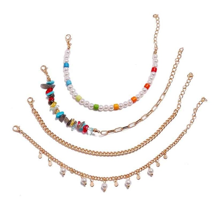 Set 4 bratari de picior, aurii, Kerstin C5