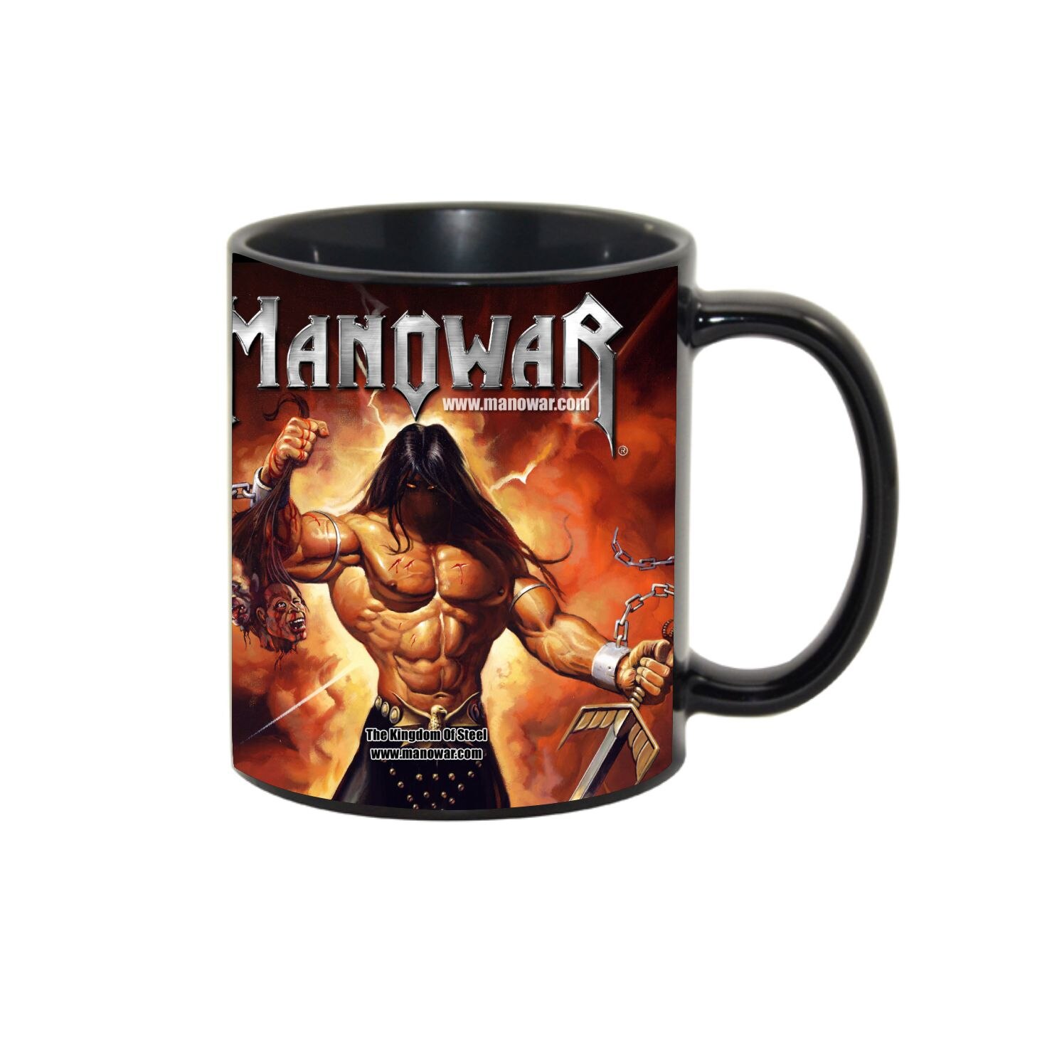 Cana personalizata Manowar,ceramica neagra, 330ml