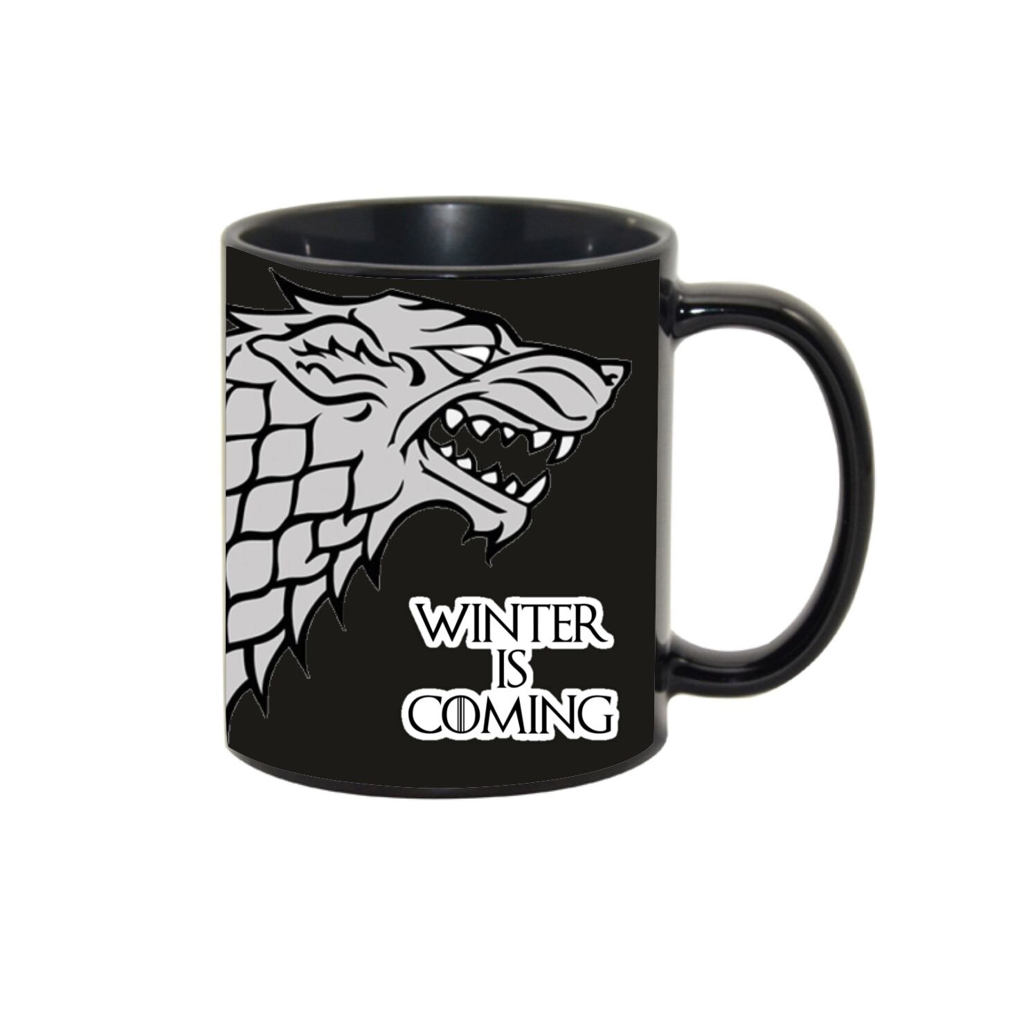 Cana personalizata Winter Is Coming,ceramica neagra, 330ml