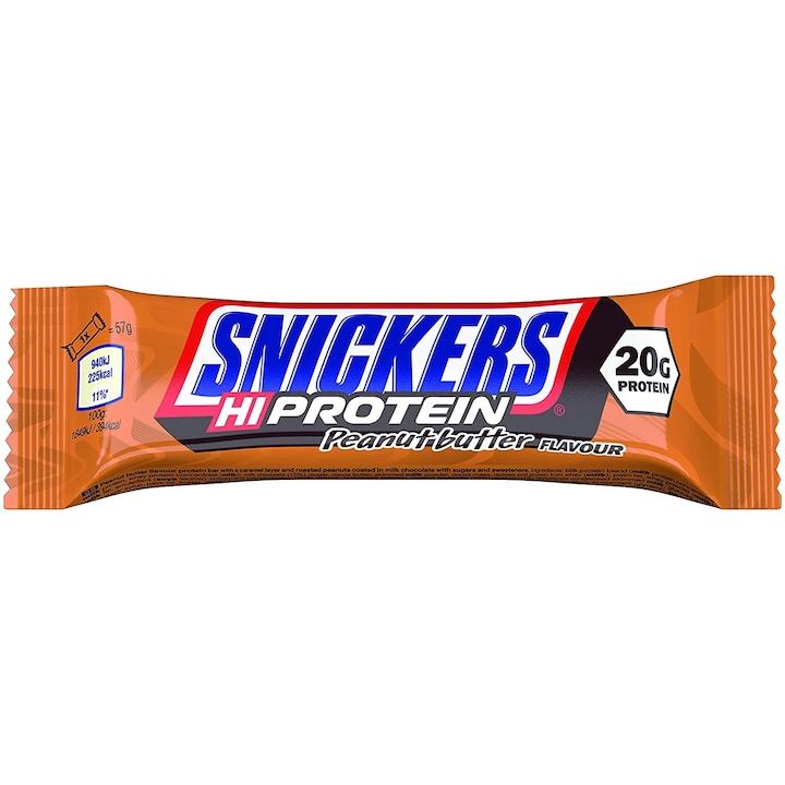 Протеинов бар Snickers, Hi Protein Peanut Butter, 57 гр