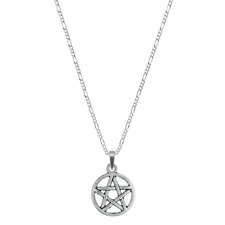 Dras ezüst nyaklánc, pentagram, Ezüstszín