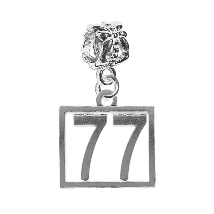 Сребърен талисман Номер 77 късметлийски числа числа за рожден ден Dras Silver