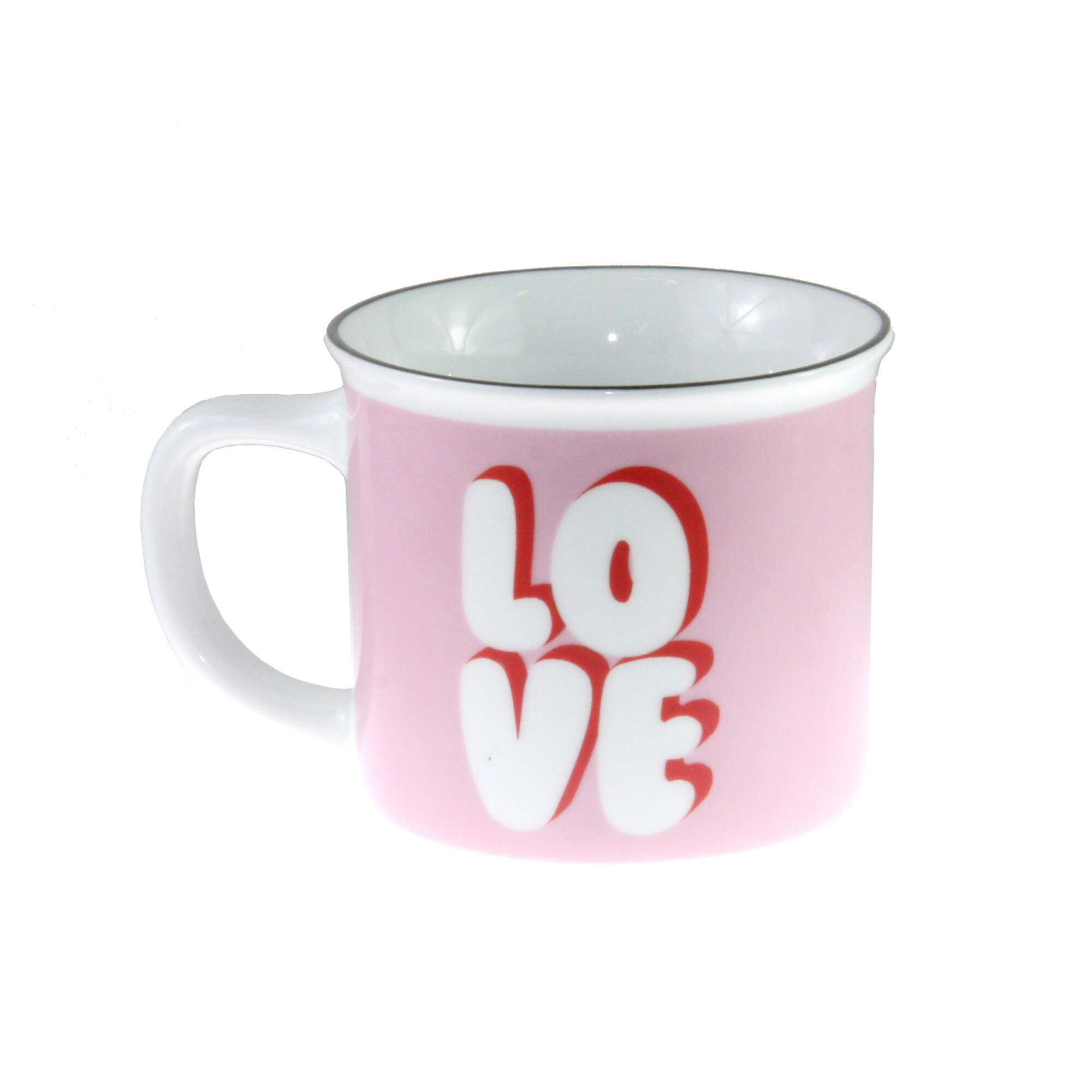 Cana - Love Mug, Portelan, 220 ml, Roz / Alb