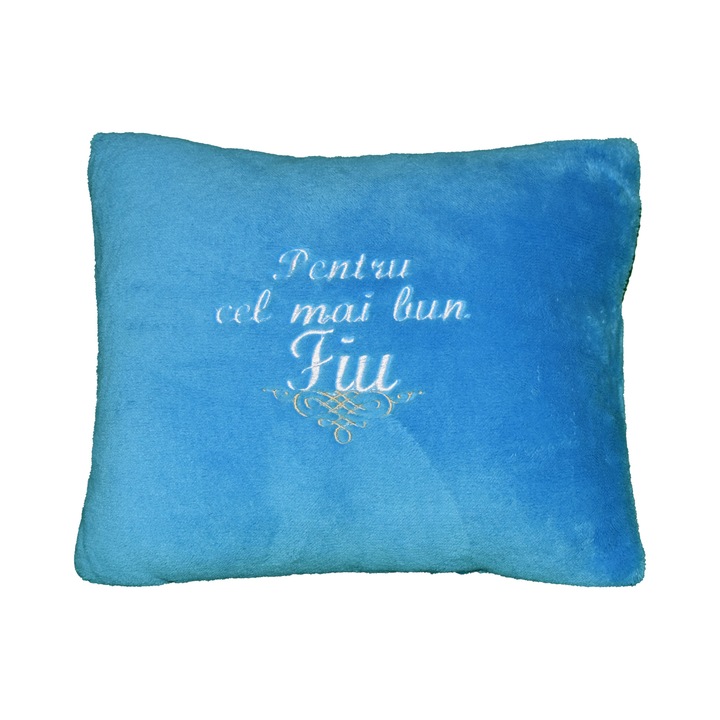 Perna ”Pentru cel mai bun Fiu”, albastru deschis, 42x35 cm, material cosyfleece