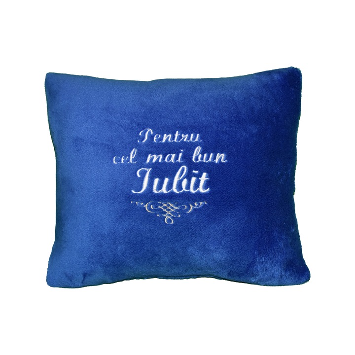 Perna ”Pentru cel mai bun Iubit”, albastru inchis, 42x35 cm, material cosyfleece