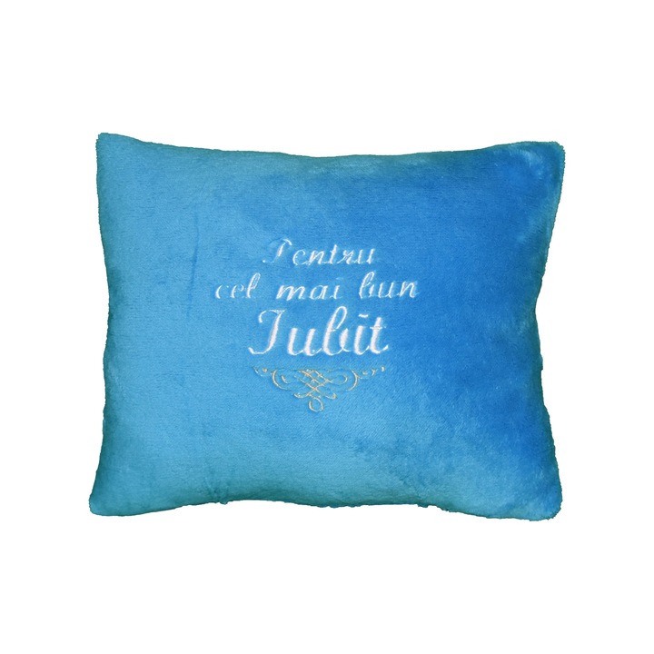 Perna ”Pentru cel mai bun Iubit”, albastru deschis, 42x35 cm, material cosyfleece
