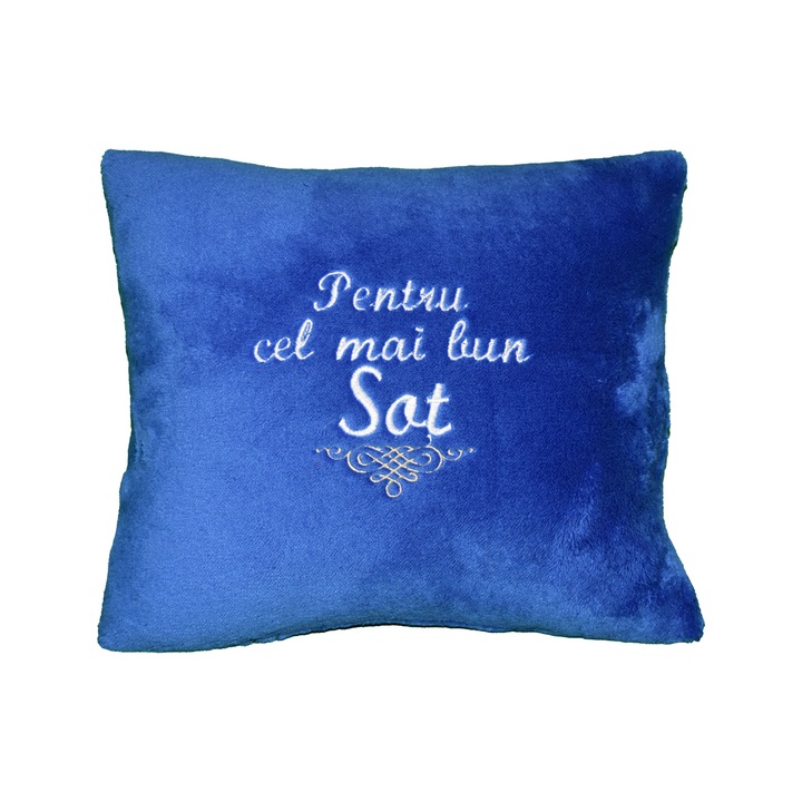 Perna ”Pentru cel mai bun Sot”, albastru inchis, 42x35 cm, material cosyfleece