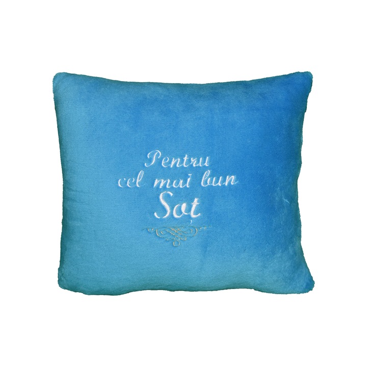 Perna ”Pentru cel mai bun Sot", albastru deschis, 42x35 cm, material cosyfleece